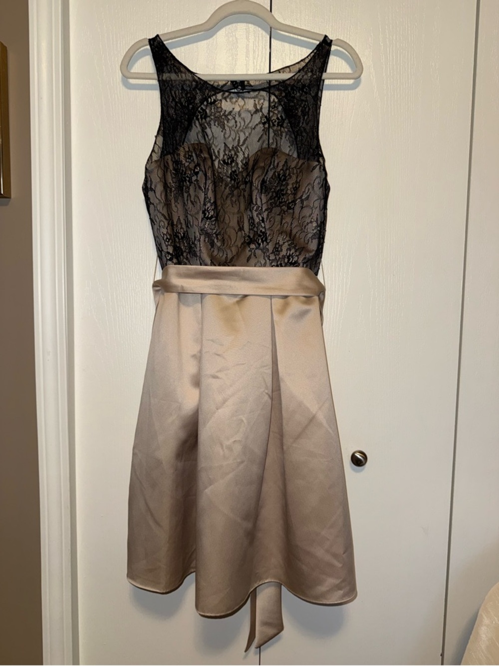 Sorella Vita Black Lace Illusion And Champagne Cocktail Dress